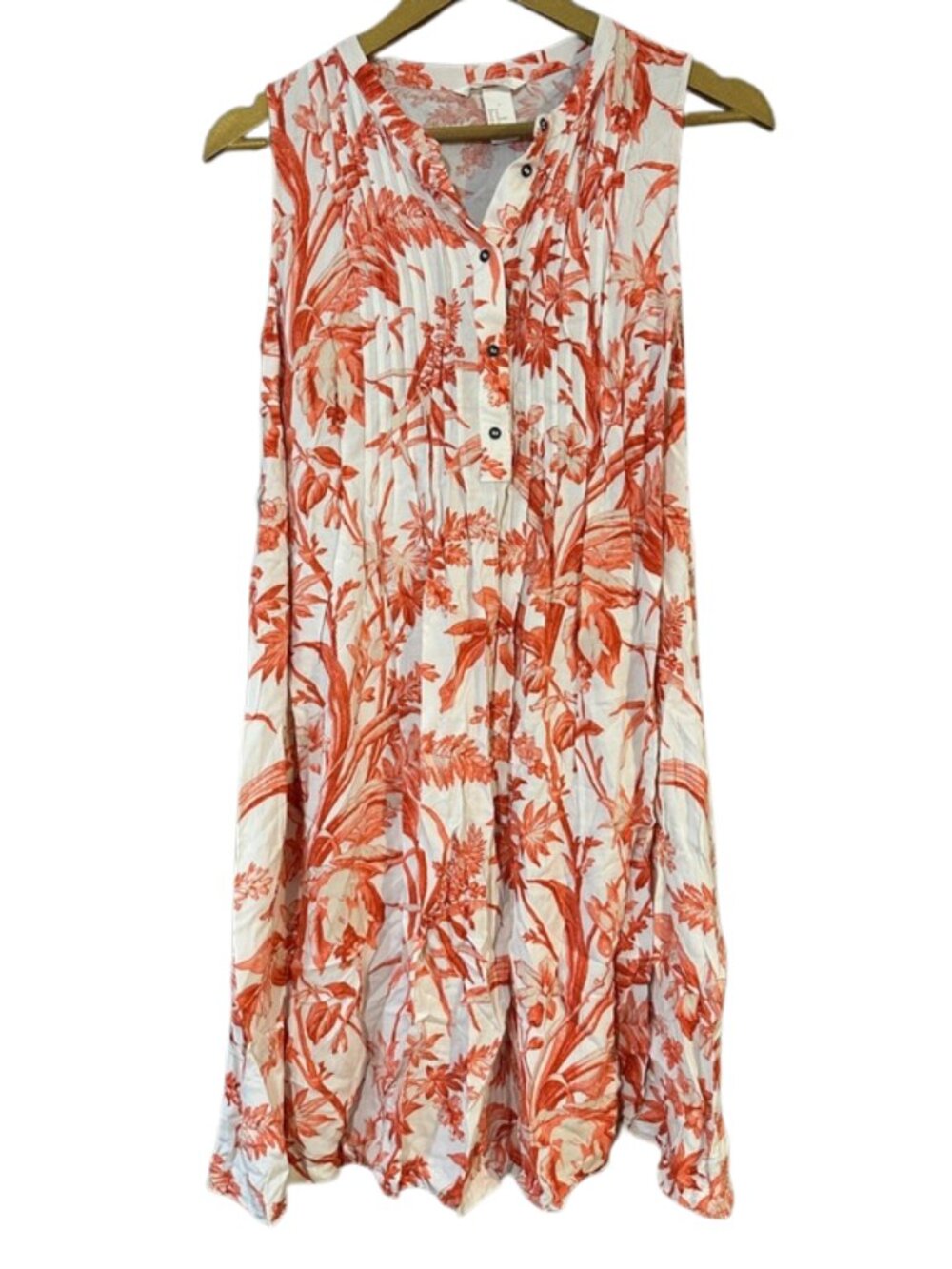 H&M Maternity Floral Midi Dress White Orange Sleeveless Flowy Spring Summer